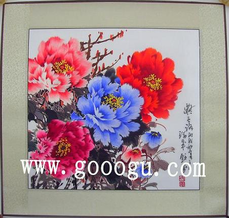 牡丹富貴蘇繡，蘇州刺繡牡丹畫，鎮(zhèn)湖蘇繡廠